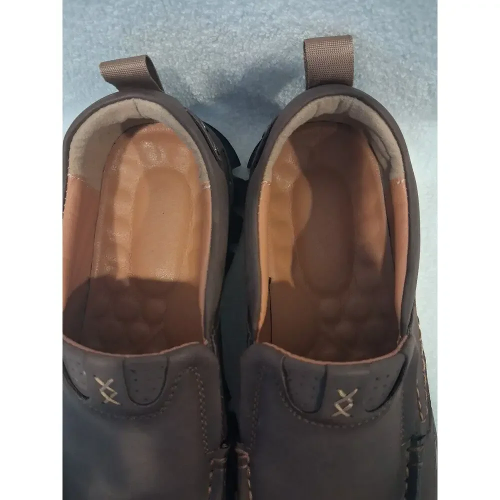 Shoes Slip Loafers On Brown Leather Slip Safety Shoes Composite Toe Sz 9.5 EE